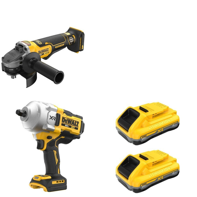 DeWalt DCF961B High Torque Impact Wrench W/ DCG410B and DCB2104-2 POWERPACK 4Ah 2-Pack