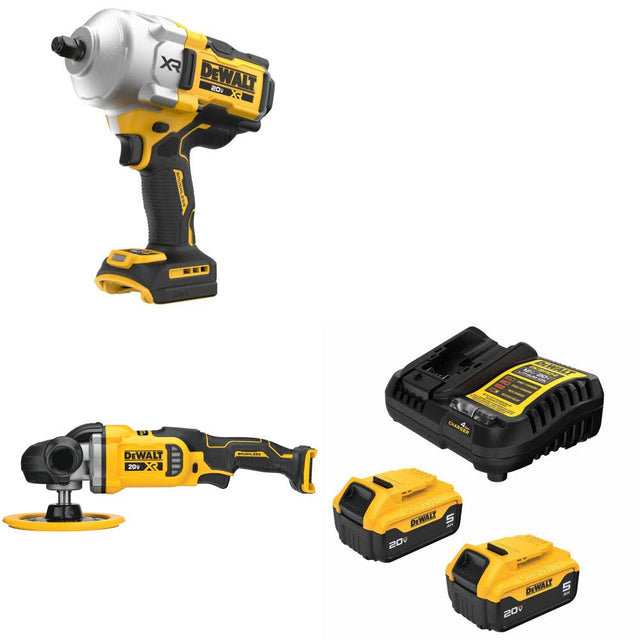 DeWalt DCF961B 20V MAX XR Impact Wrench Kit W/ DCM849B Polisher and FREE DCB205-2C Battery Kit