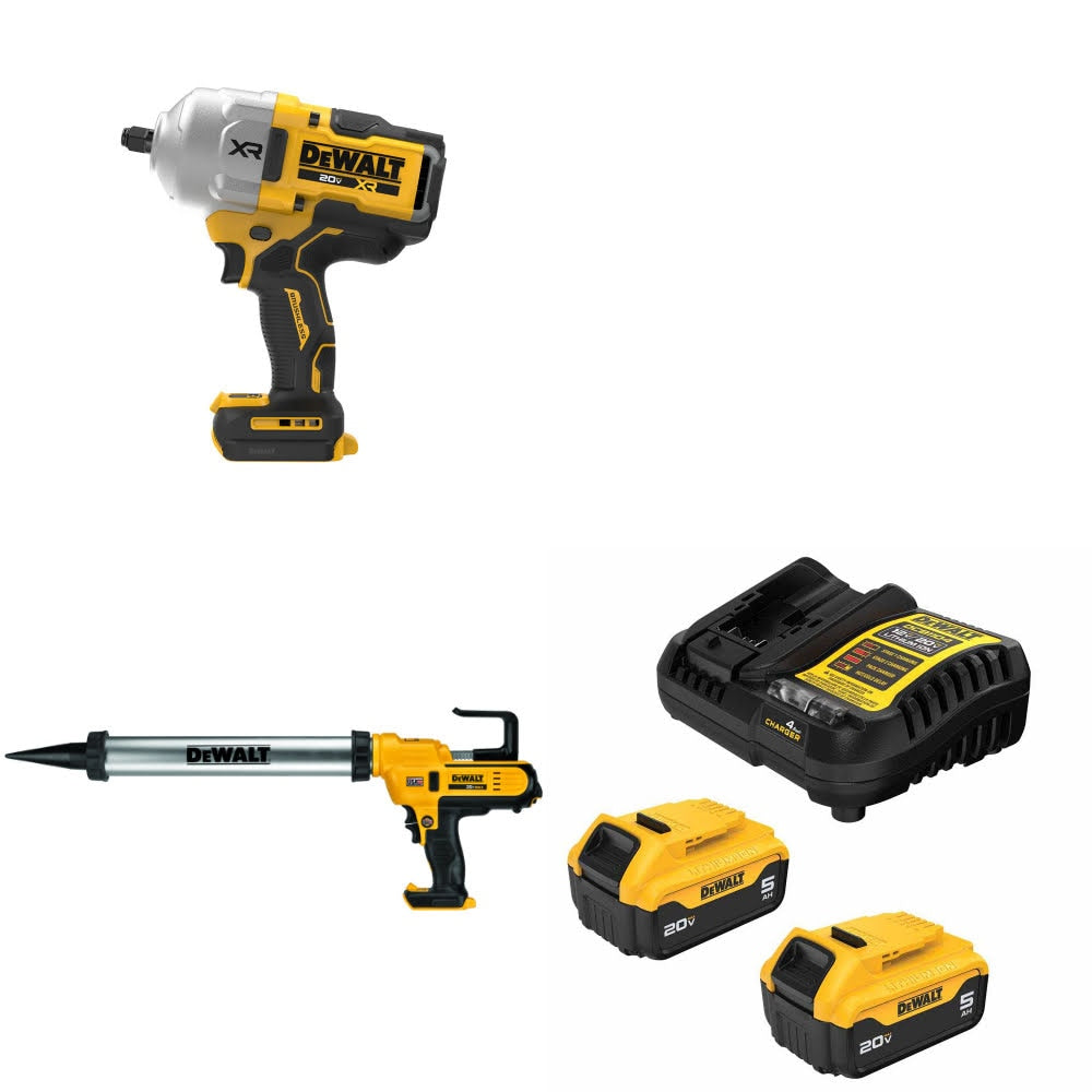 DeWalt DCF964B 20V MAX Impact Wrench Kit W/ DCE580B Adhesive Gun and FREE DCB205 Battery Kit