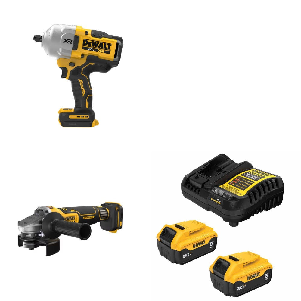 DeWalt DCF964B 20V MAX Impact Wrench Kit W/ DCG410VSB Grinder and FREE DCB205 Battery Kit