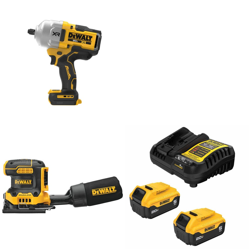 DeWalt DCF964B 20V MAX Impact Wrench Kit W/ DCW200B Sander and FREE DCB205 Battery Kit