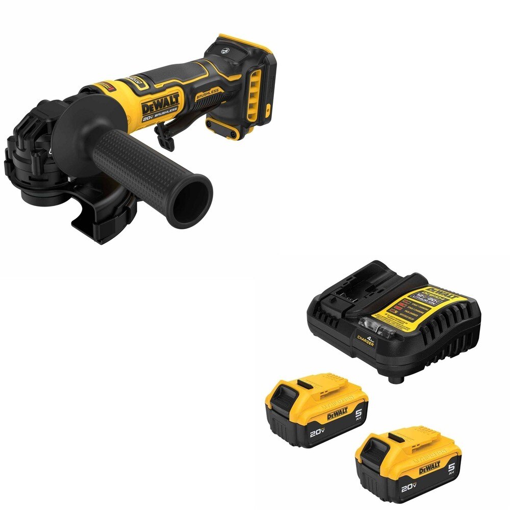 DeWalt DCG402B ATOMIC 20V MAX 4-1/2 in. Angle Grinder W/ DCB205-2C 5.0Ah Starter Kit
