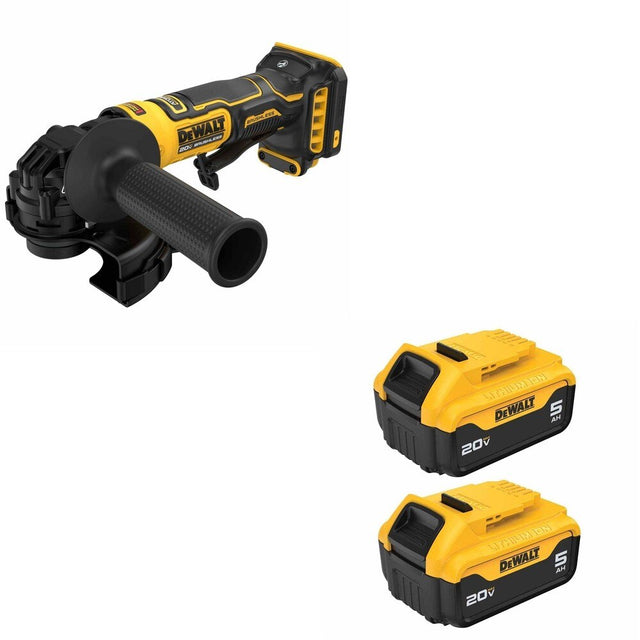 DeWalt DCG402B ATOMIC 20V MAX 4-1/2 in. Angle Grinder W/ DCB205-2 5.0Ah Battery 2-Pack