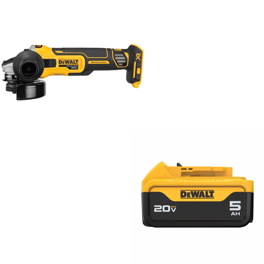 DeWalt DCG405B 20V MAX XR 4.5" Grinder W/ DCB205 20V MAX XR 5Ah Battery Pack
