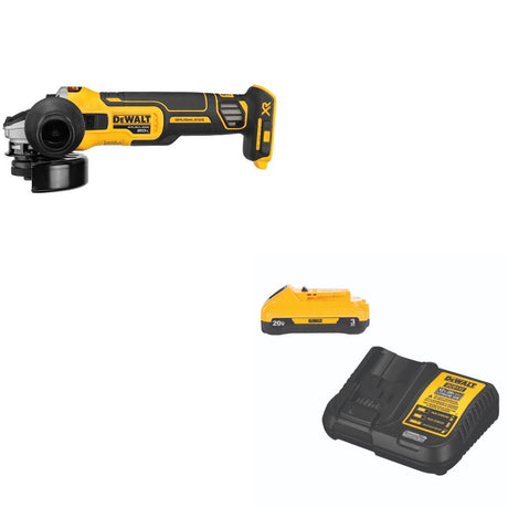 DeWalt DCG405B 20V MAX XR 4.5" Grinder, Bare W/ DCB230C 20V MAX Starter Kit