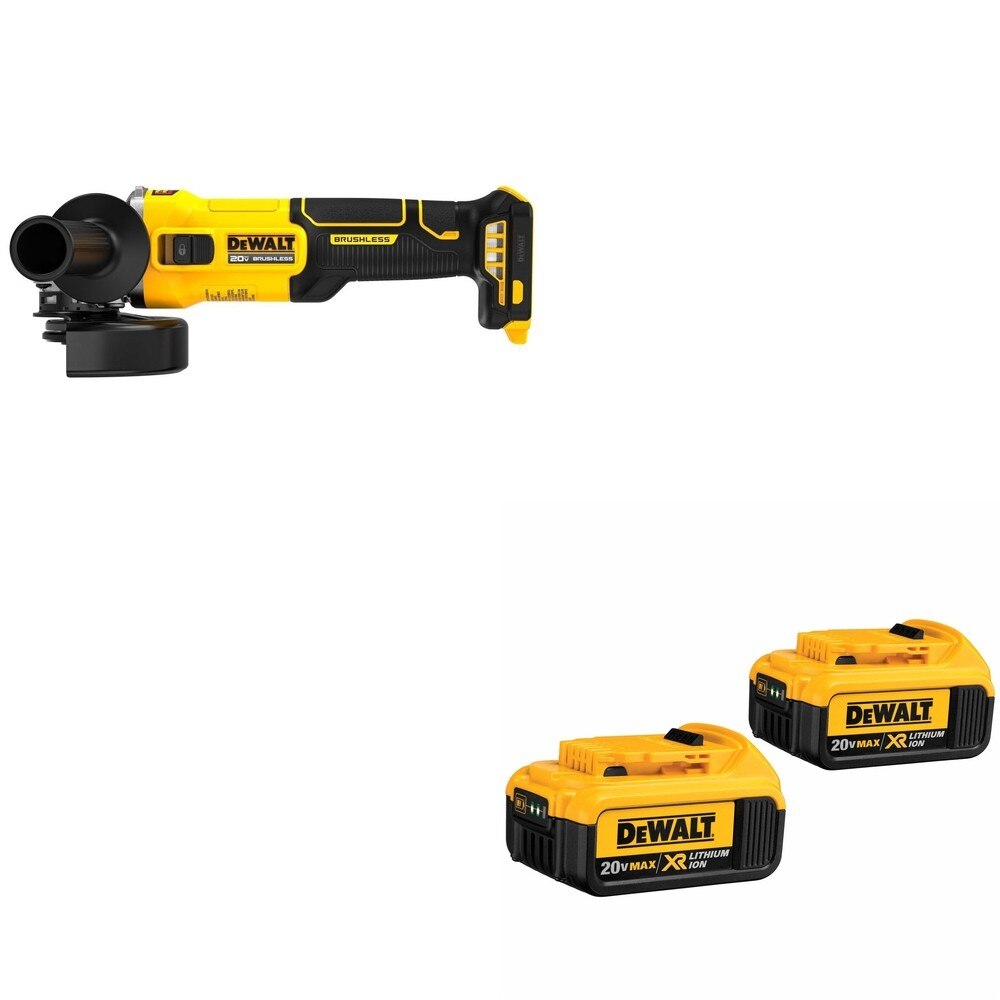 DeWalt DCB204-2 20V MAX XR 4.0Ah Battery 2-Pack W/ DCG407B Slide-Switch Grinder