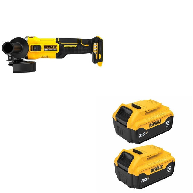 DeWalt DCG407B 20V MAX 4-1/2 in. Slide-Switch Grinder W/ DCB205-2 5.0Ah Battery 2-Pack