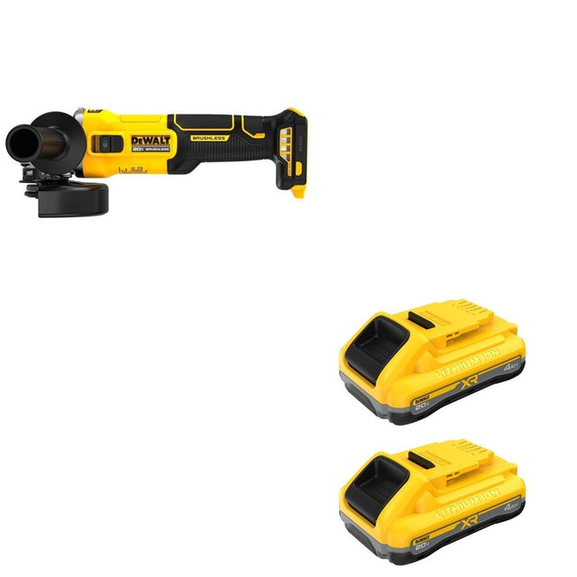 DeWalt DCB2104-2 20V MAX XR POWERPACK 4Ah Battery 2-Pack W/ DCG407B Slide-Switch Grinder