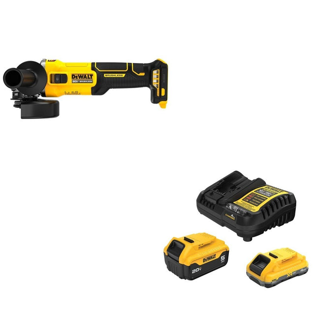 DeWalt DCB245-2C 20V MAX 4.0Ah and 5.0Ah Battery Starter Kit W/ DCG407B Slide-Switch Grinder