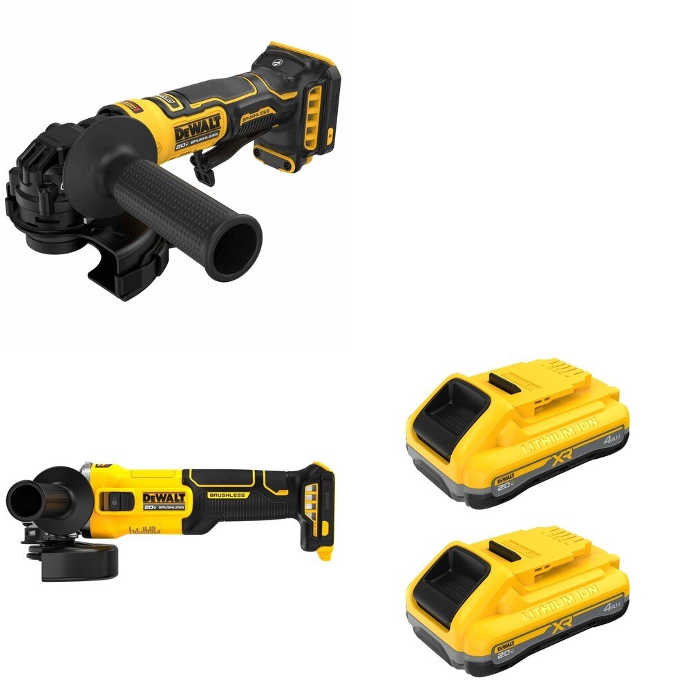 DeWalt DCB2104-2 POWERPACK 4Ah 2-Pack W/ DCG402B Angle Grinder and DCG407B Slide-Switch Grinder