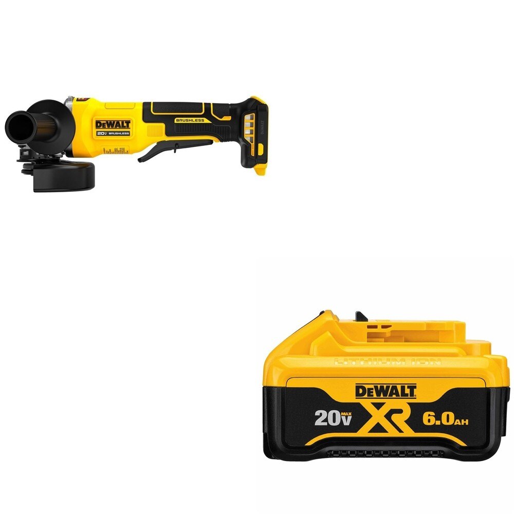 DeWalt DCB206 20V MAX XR 6.0Ah Battery W/ DCG408B Paddle-Switch Grinder