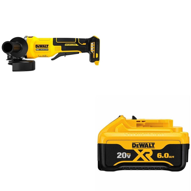 DeWalt DCB206 20V MAX XR 6.0Ah Battery W/ DCG408B Paddle-Switch Grinder