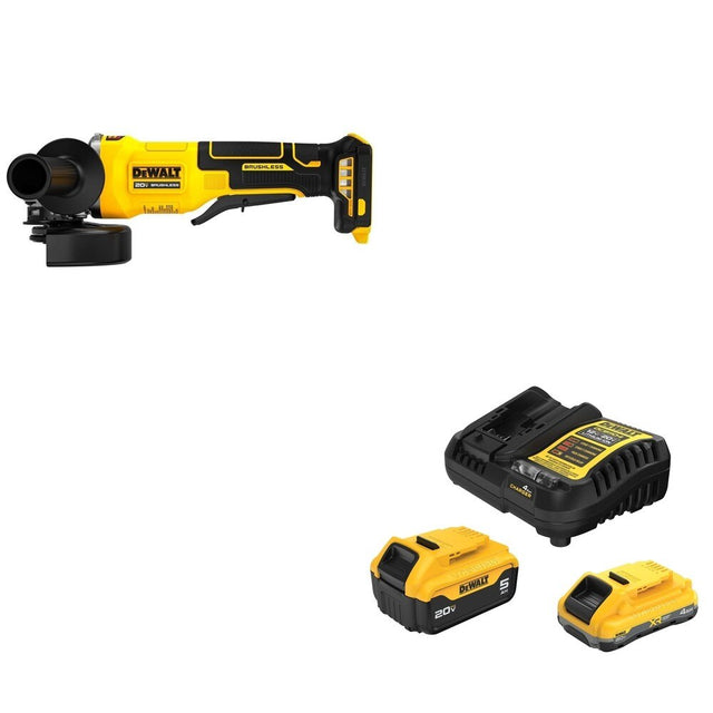 DeWalt DCB245-2C 20V MAX 4.0Ah and 5.0Ah Battery Starter Kit W/ DCG408B Paddle-Switch Grinder