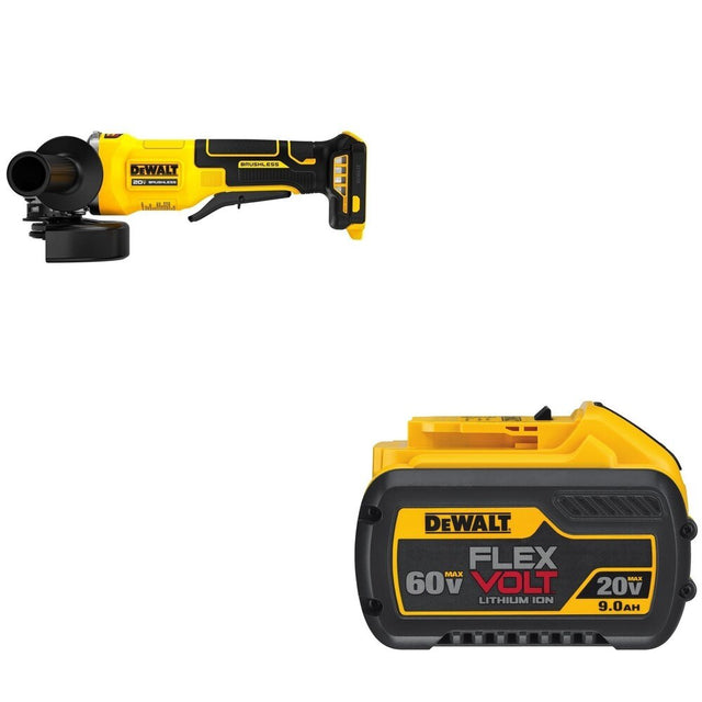 DeWalt DCB609 FLEXVOLT 20V/60V MAX 9.0Ah Battery W/ DCG408B Paddle-Switch Grinder