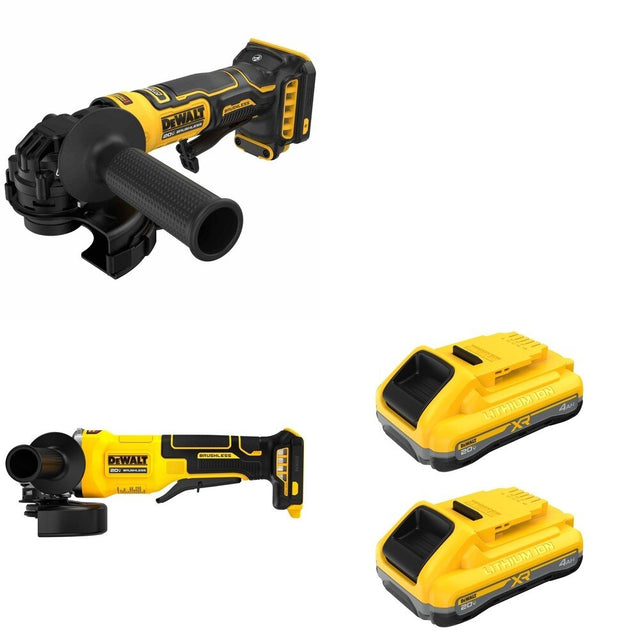 DeWalt DCB2104-2 20V MAX XR POWERPACK 4Ah Battery 2-Pack W/ DCG402B Angle Grinder and DCG408B