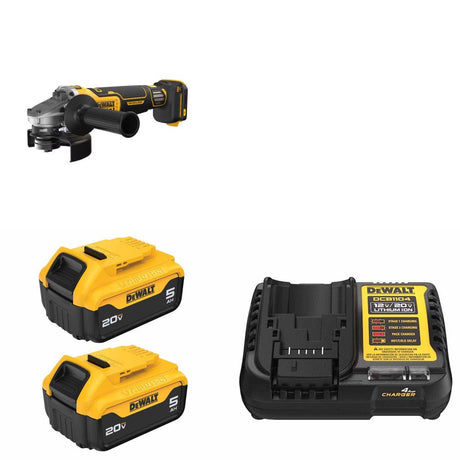 DeWalt DCG410VSB Paddle Grinder Kit W/ FREE DCB205-2 Batteries and FREE DCB1104 Charger