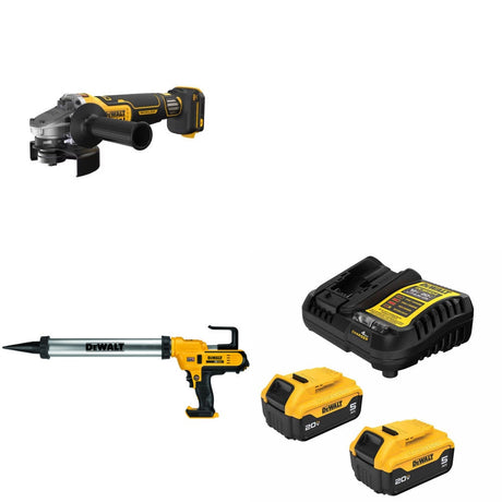 DeWalt DCG410VSB Grinder Kit W/ DCE580B Adhesive Gun and FREE DCB205 Battery Kit