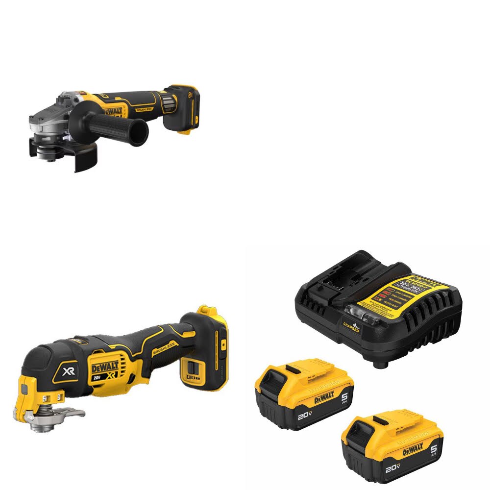 DeWalt DCG410VSB Grinder Kit W/ DCS356B Multi-Tool and FREE DCB205-2C Battery Kit