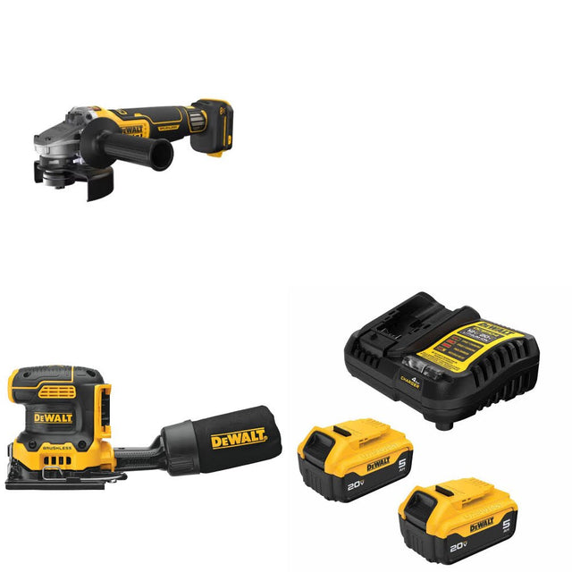 DeWalt DCG410VSB Grinder Kit W/ DCW200B Sander and FREE DCB205-2C Battery Kit