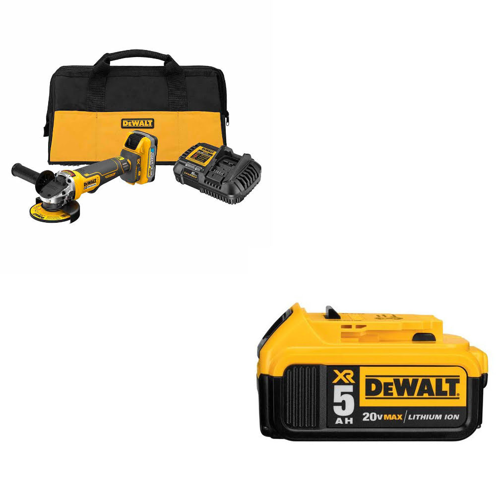 DeWalt DCG413H1 20V Max XR Angle Grinder Kit W/ FREE DCB205 20V MAX Battery Pack