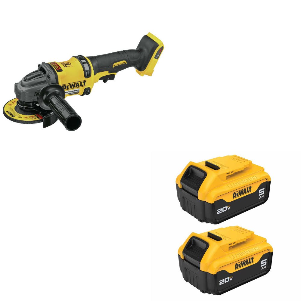 DeWalt DCG418B 60V 4.5"-6" Grinder, Bare W/ DCB205-2 20V MAX 5Ah Battery, 2-Pack