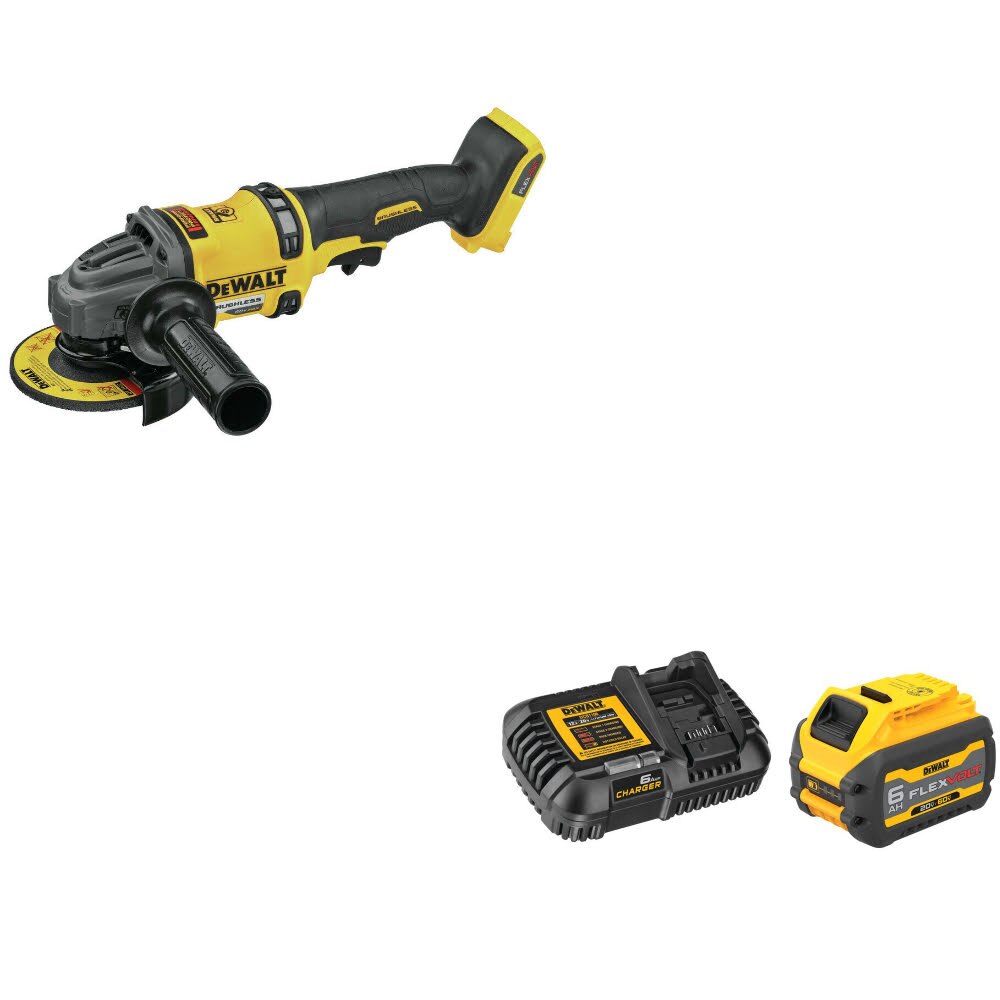 DeWalt DCG418B 60V 4.5"-6" Grinder W/ DCB606C FLEXVOLT 20V/60V MAX Starter Kit