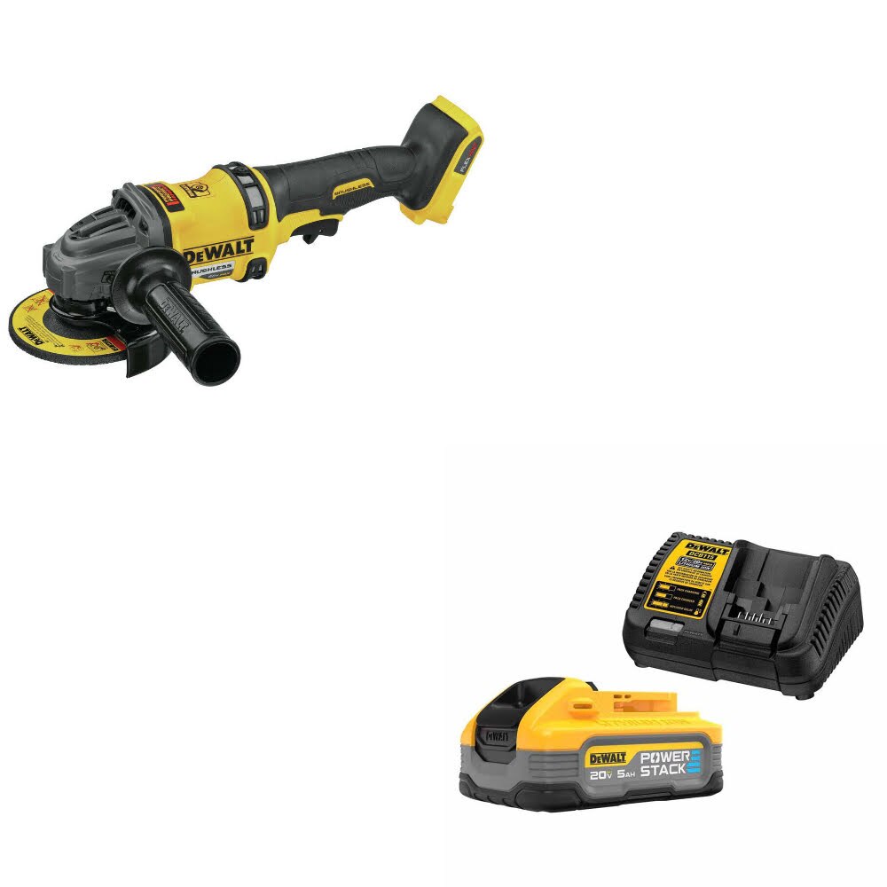 DeWalt DCG418B 60V 4.5"-6" Grinder W/ DCBP520C 20V Max PowerStack Starter Kit