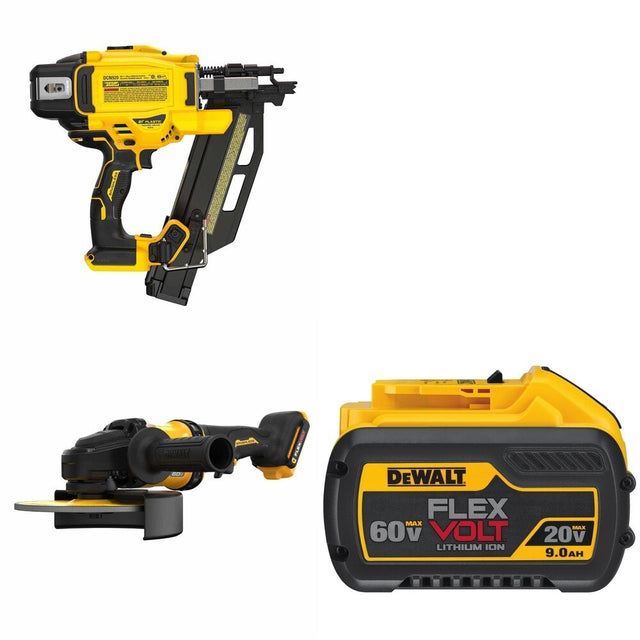 DeWalt DCN920B 21-Degree Framing Nailer W/ DCG440B 7 in. Grinder and DCB609 9.0Ah Battery