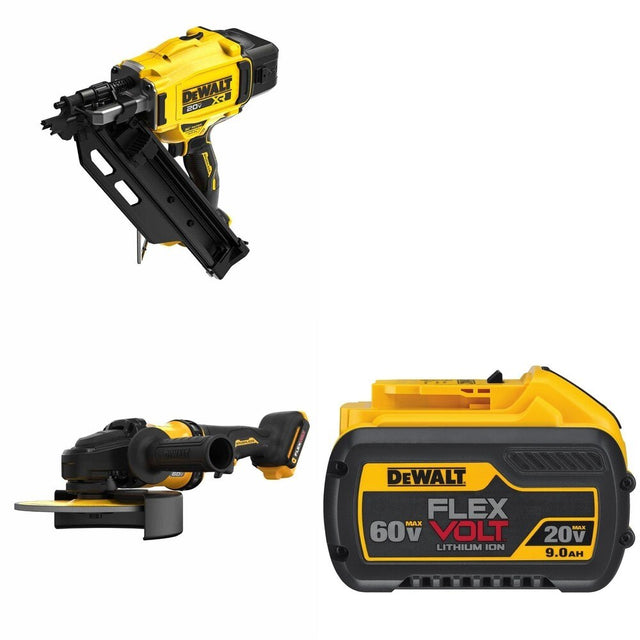 DeWalt DCN930B 30-Degree Framing Nailer W/ DCG440B 7 in. Grinder and DCB609 9.0Ah Battery