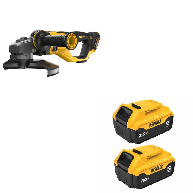 DeWalt DCG460B 60V 7"-9" Grinder, Bare W/ DCB205-2 20V MAX 5Ah Battery 2-Pack