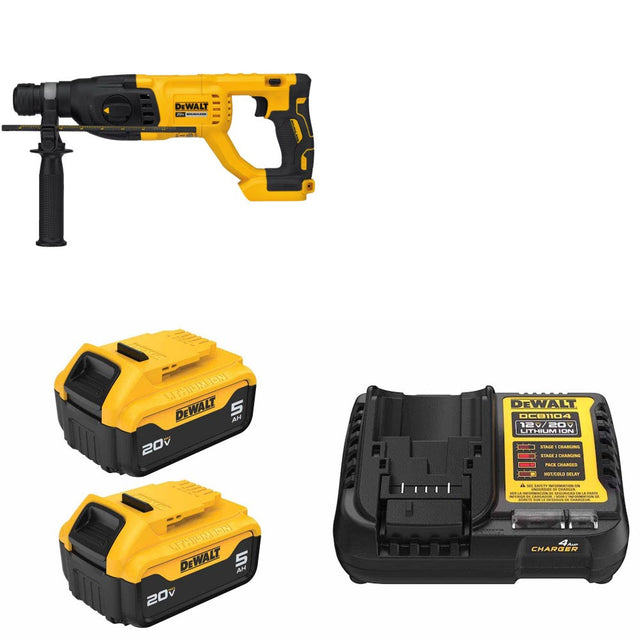 DeWalt DCH133B Rotary Hammer Kit W/ FREE DCB205-2 Batteries and FREE DCB1104 Charger