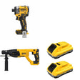 DeWalt DCB2104-2 20V MAX XR POWERPACK 4Ah Battery 2-Pack W/ DCH133B and DCF860B Impact Driver