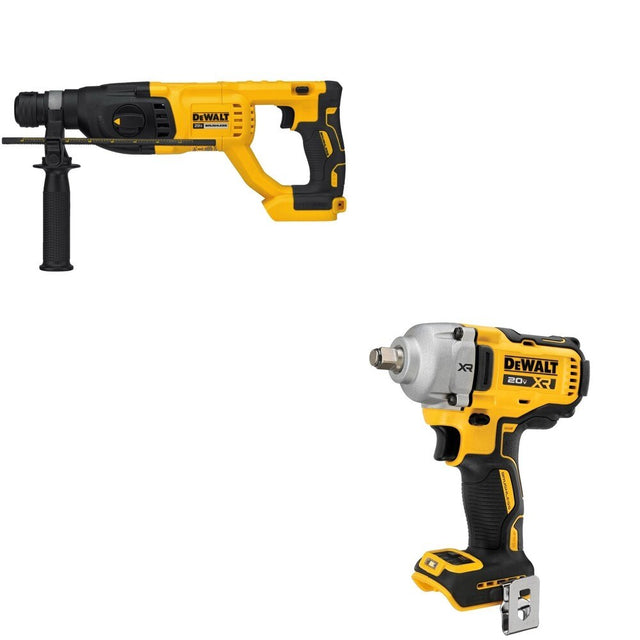 DeWalt DCF891B 20V MAX XR 1/2 in. Mid-Range Impact Wrench W/ DCH133B D-Handle Rotary Hammer