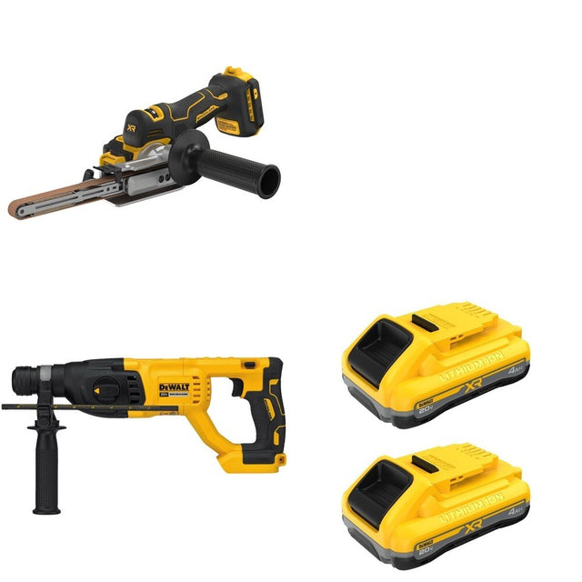 DeWalt DCB2104-2 20V MAX XR POWERPACK 4Ah Battery 2-Pack W/ DCM200B Bandfile Sander and DCH133B