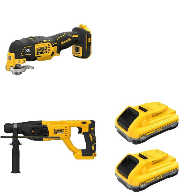 DeWalt DCB2104-2 POWERPACK 4Ah 2-Pack W/ DCH133B D-Handle Rotary Hammer and DCS356B
