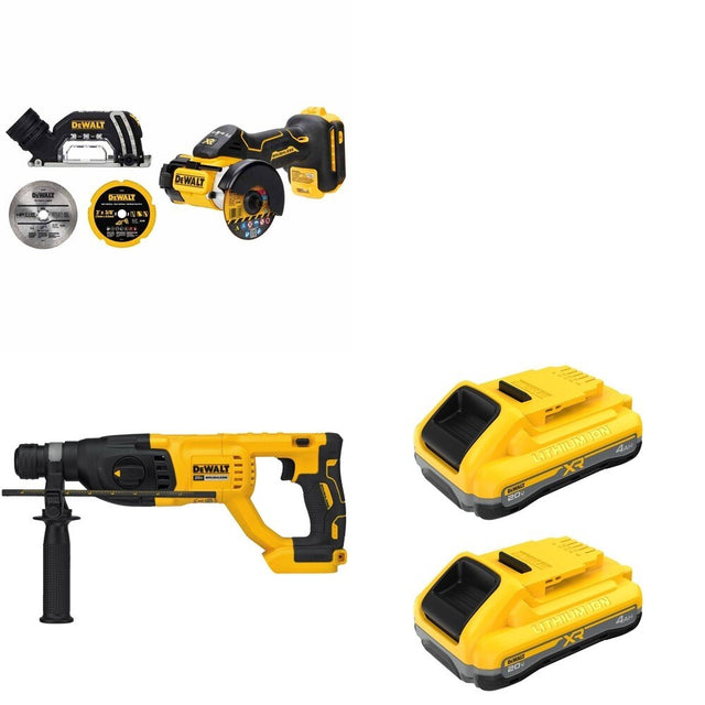 DeWalt DCB2104-2 POWERPACK 4Ah 2-Pack W/ DCH133B D-Handle Rotary Hammer and DCS438B