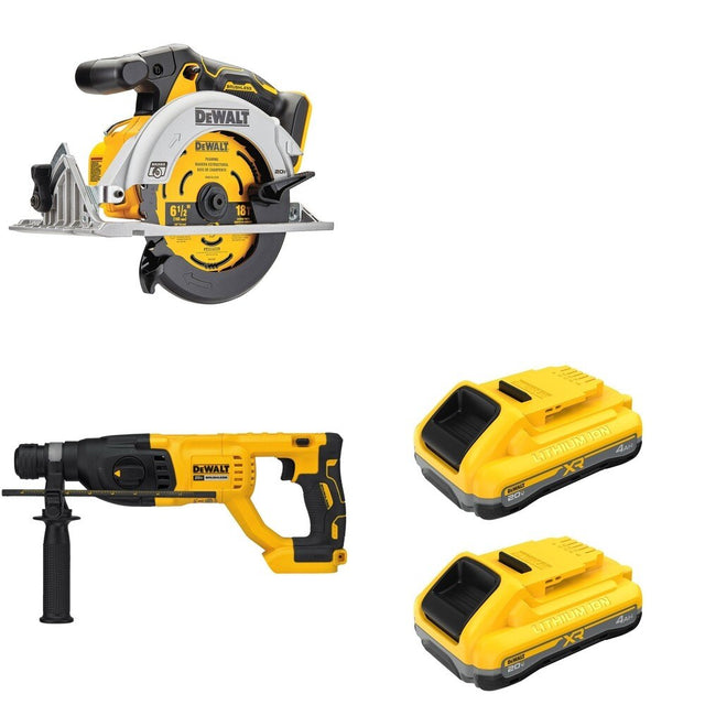 DeWalt DCB2104-2 POWERPACK 4Ah 2-Pack W/ DCH133B D-Handle Rotary Hammer and DCS565B