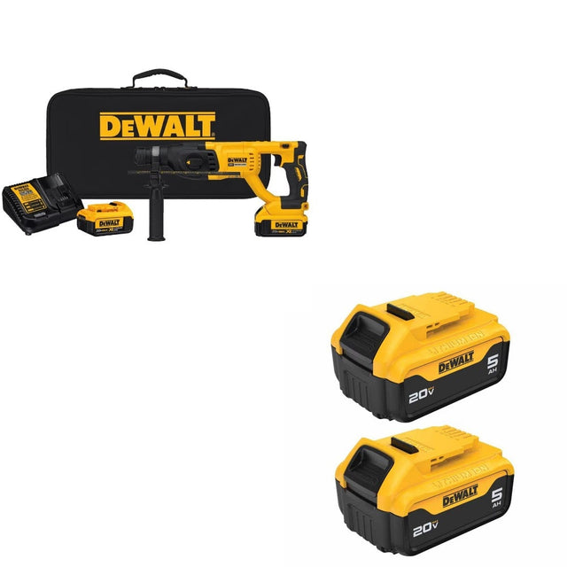 DeWalt DCH133M2 Rotary Hammer Kit W/ FREE DCB205-2 5Ah Battery, 2 Pack