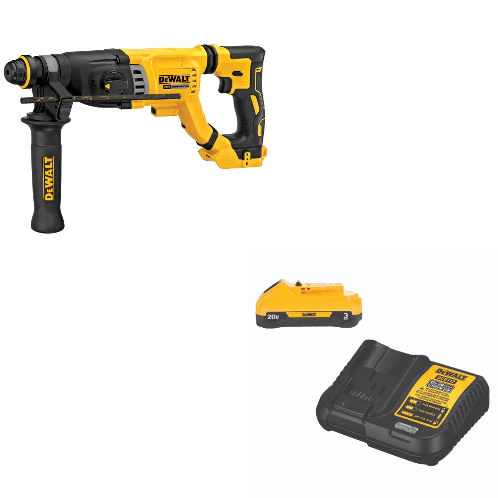 DeWalt DCH263B 20V MAX 1-1/8" Rotary Hammer, Bare W/ DCB230C 20V MAX Starter Kit