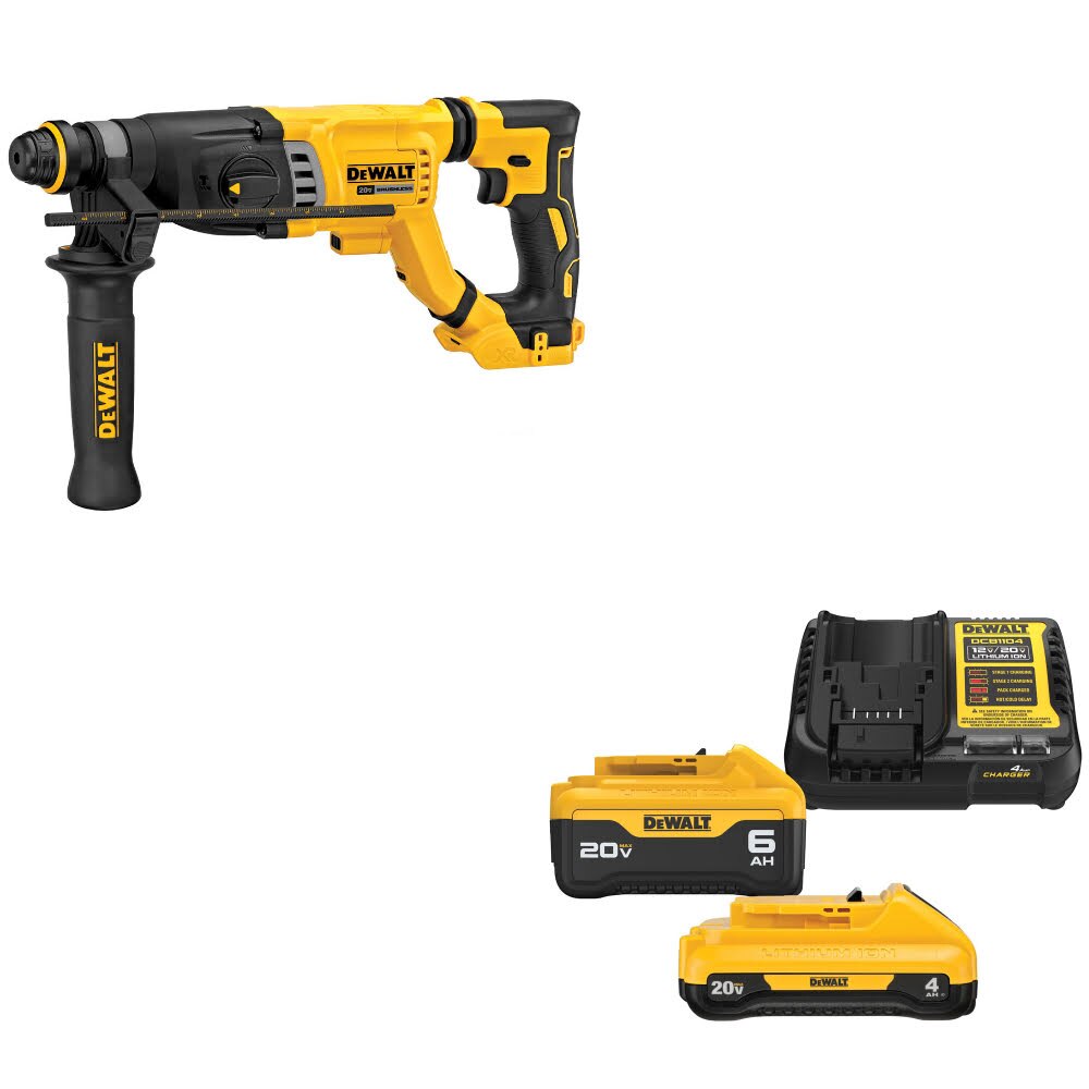DeWalt DCH263B 20V MAX 1-1/8" Rotary Hammer W/ DCB2460C 20V MAX Starter Kit