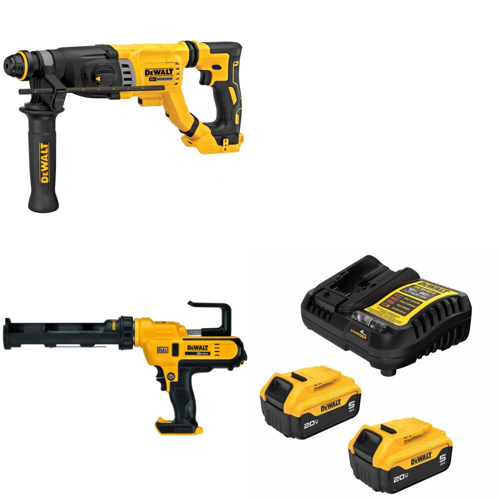 DeWalt DCH263B Rotary Hammer Kit W/ DCE560B Caulking Gun and FREE DCB205 Battery Kit