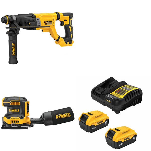 DeWalt DCH263B Rotary Hammer Kit W/ DCW200B Sander and FREE DCB205-2C Battery Kit