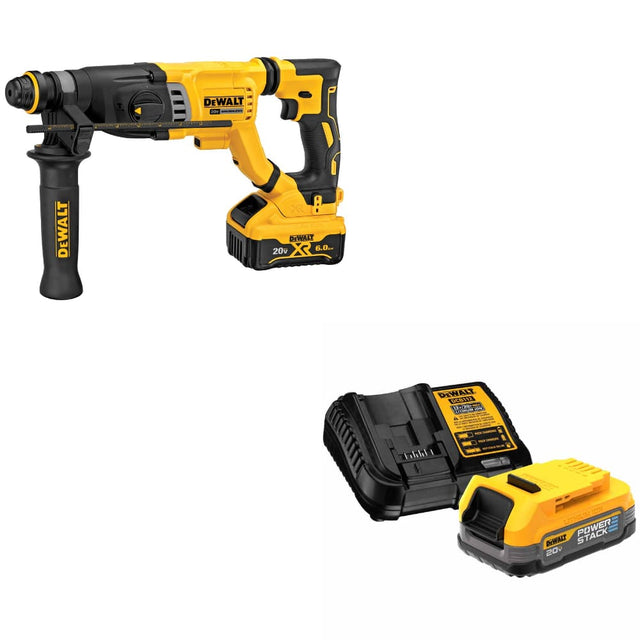 DeWalt DCH263R2 20V MAX 1-1/8" Rotary Hammer Kit W/ DCBP034C 20V MAX Starter Kit