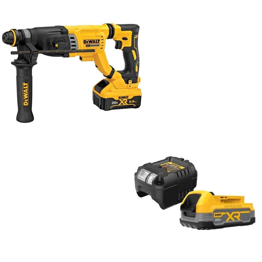 DeWalt DCH263R2 20V MAX 1-1/8" Rotary Hammer Kit W/ DCBP034C 20V MAX Starter Kit