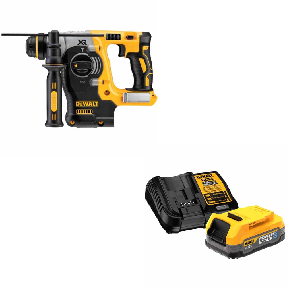 DeWalt DCH273B 20V MAX 1" Rotary Hammer, Bare W/ DCBP034C 20V MAX Starter Kit
