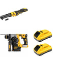 DeWalt DCF510B 20V MAX XR Sealed Head Ratchet W/ DCH273B SDS-Plus Rotary Hammer and DCB2104-2