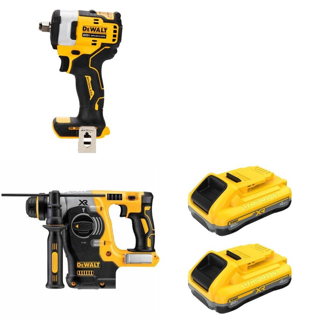 DeWalt DCH273B 20V MAX 1 in. SDS-Plus Rotary Hammer W/ DCB2104-2 and DCF911B Impact Wrench