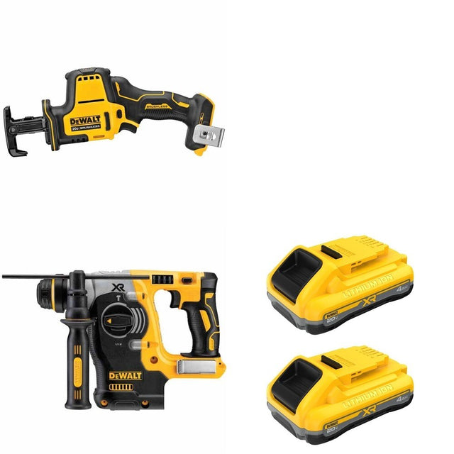 DeWalt DCH273B SDS-Plus Rotary Hammer W/ DCB2104-2 POWERPACK 4Ah 2-Pack and DCS369B