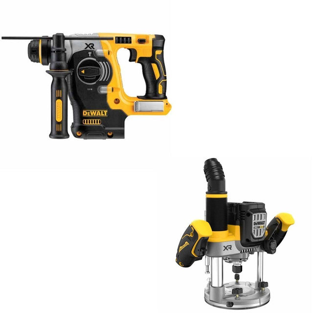DeWalt DCW620B 20V MAX XR 2-1/4 HP Plunge Router W/ DCH273B SDS-Plus Rotary Hammer