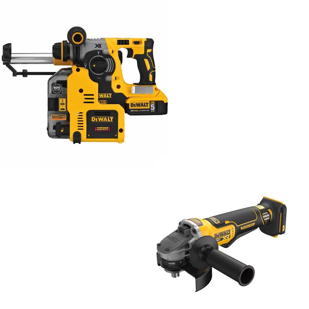 DeWalt DCH273P2DHO Rotary Hammer Kit W/ FREE DCG410B Angle Grinder
